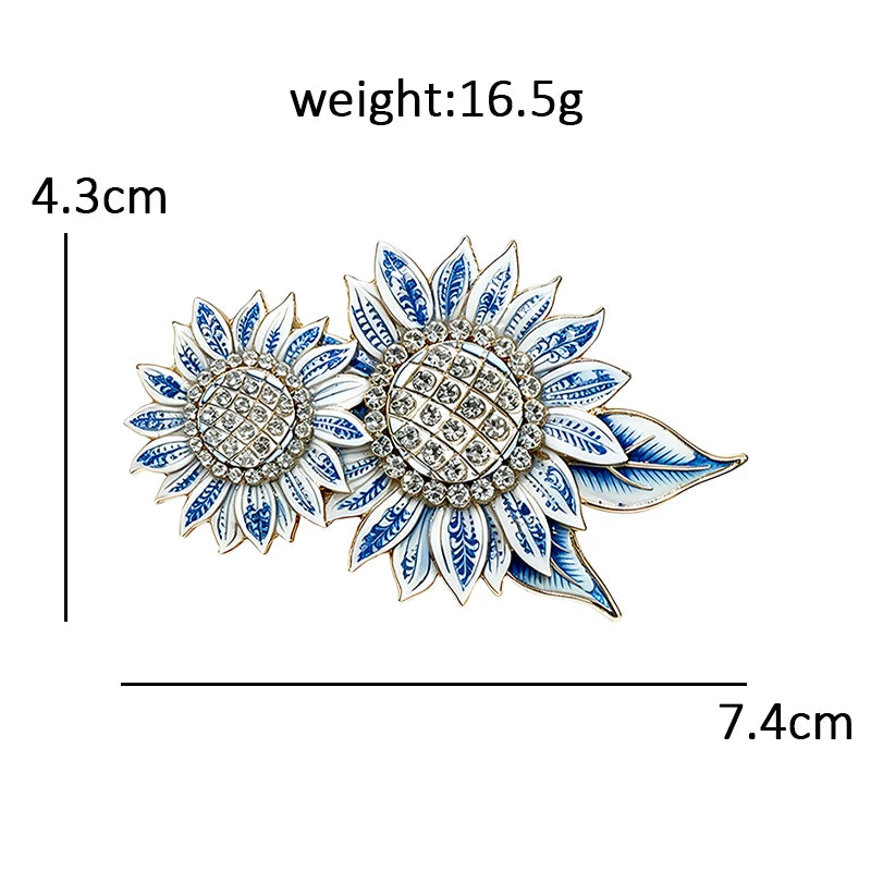 Twin Sunflower Sparkle Brooch