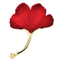 Colorful Enamel Ginkgo Leaf Brooch — Red