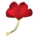 Colorful Enamel Ginkgo Leaf Brooch — Red