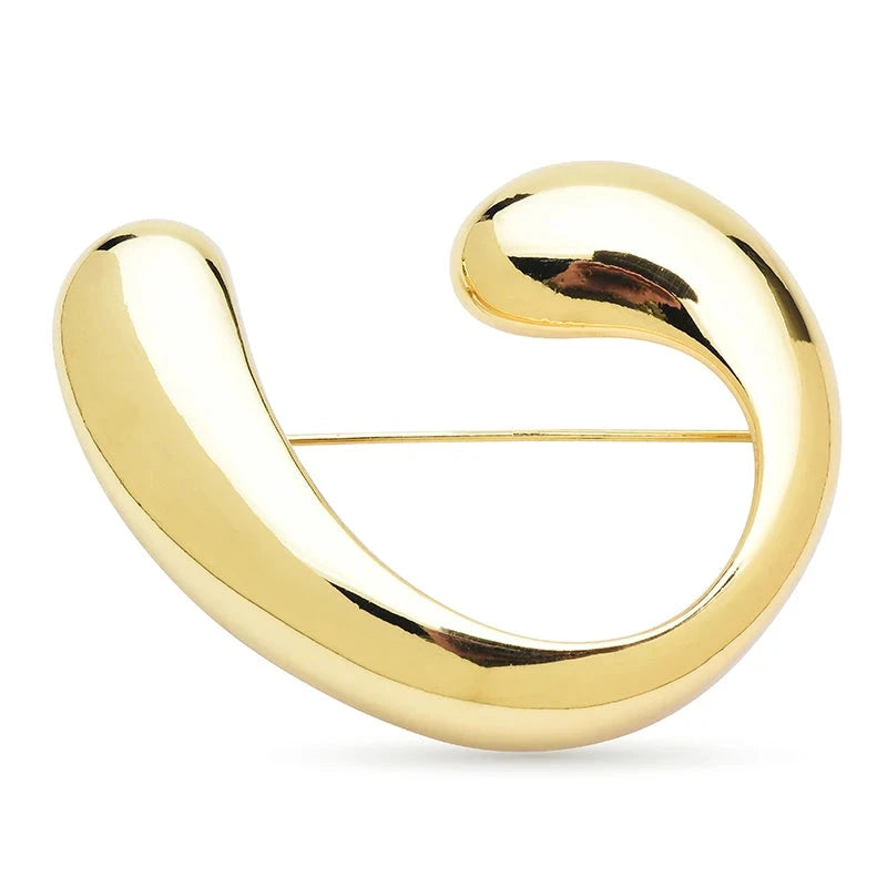 Polished Open Curve Brooch — Gold