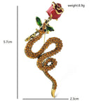 Rose and Coiled Snake Brooch — dimensions