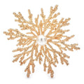 Textured Snowflake with Pearl-Look Center Brooch — Gold