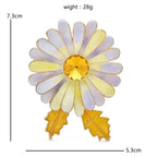 Enamel Daisy with Leaves Brooch — dimensions