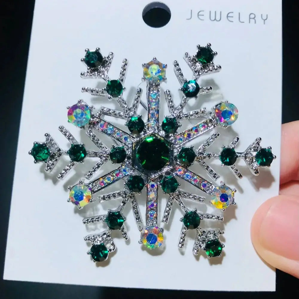 Jeweled Six-Point Snowflake Brooch