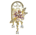 Enamel Peony on Arched Frame with Dangling Drops Brooch original variant product photo