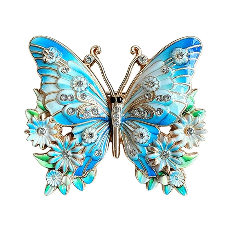 Butterfly with Flower-Trimmed Wings Brooch original white background product photo