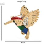Colorful Flying Bird with Sparkling Wings Brooch dimensions and weight