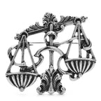 Vintage-Style Balance Scales Brooch — Silver