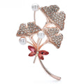 Ginkgo Branch with Jeweled Dragonfly Brooch — Pink