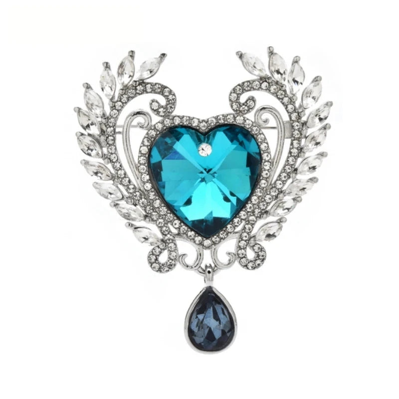 Faceted Heart with Laurel Frame and Drop Brooch product variant photo