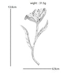Extra-Large Sculpted Tulip with Long Curved Stem Brooch dimensions and weight