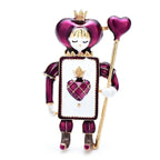Playing Card Soldier with Heart Scepter Brooch — Purple