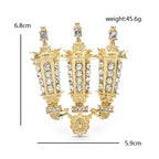 Rhinestone Three-Arm Candle Holder Brooch — dimensions