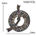 Rhinestone Circle with Ribbon Swirl Brooch — dimensions