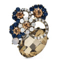 Vintage-Style Faceted Oval with Floral Cluster Brooch — Champagne
