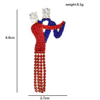 Rhinestone Dancing Couple with Tassel Brooch — dimensions