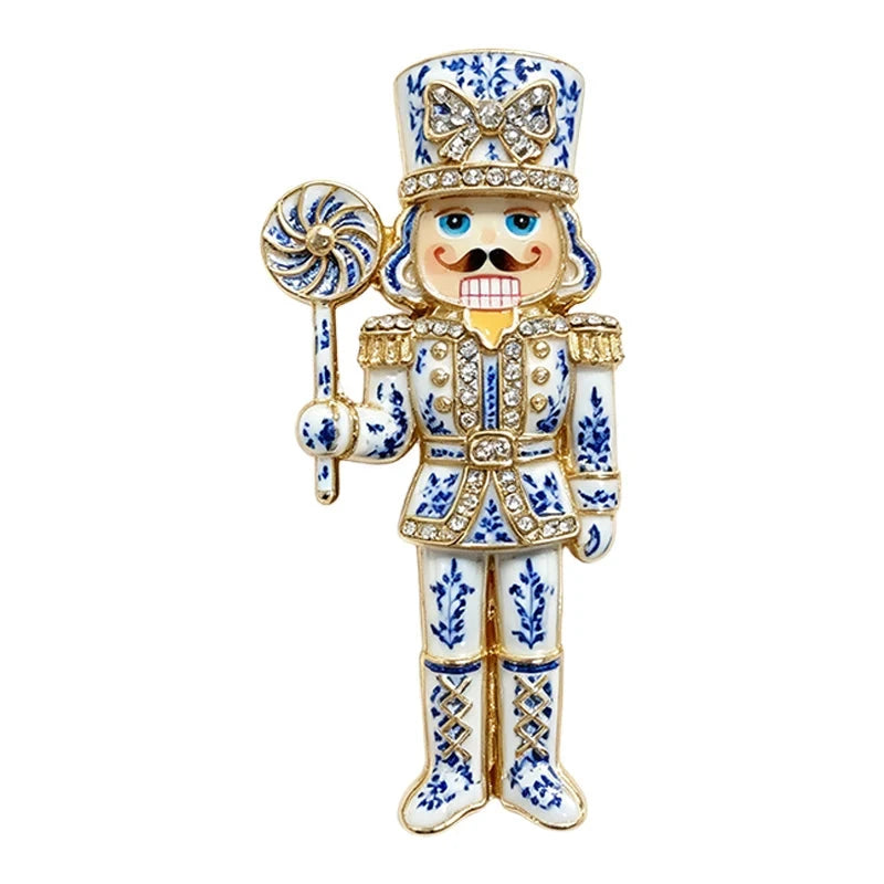 Nutcracker Soldier with Candy Staff Brooch original white background product photo