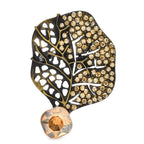 Half-Openwork Rhinestone Leaf with Faceted Drop Brooch original variant product photo