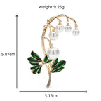 Pearl-Look Bell Flower Branch Brooch — dimensions