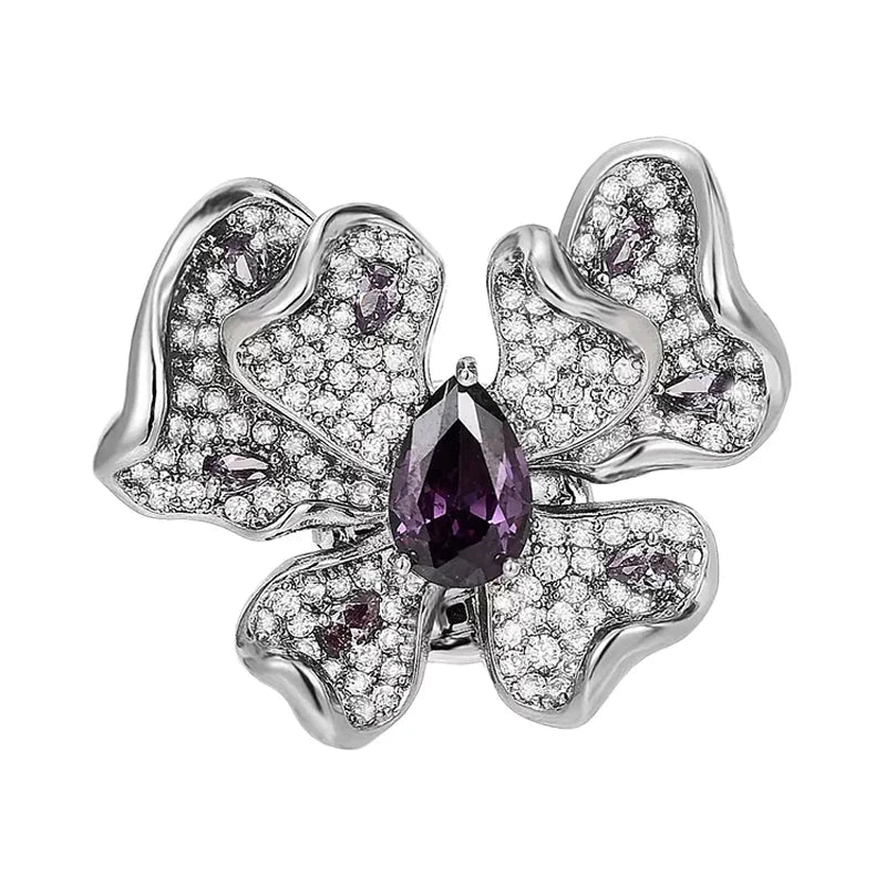 Sculpted Butterfly with Dark Teardrop Center Brooch original white background product photo