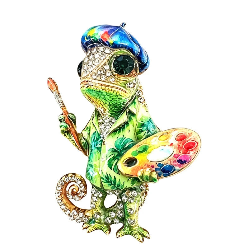 Artist Chameleon with Paint Palette Brooch original white background product photo