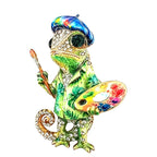 Artist Chameleon with Paint Palette Brooch original white background product photo