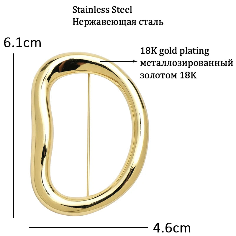 Minimalist Rounded Oval Frame Brooch