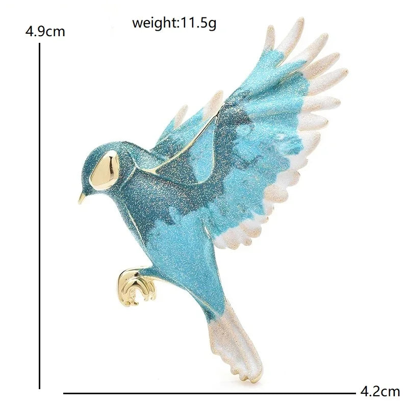 Enamel Hummingbird in Flight Brooch
