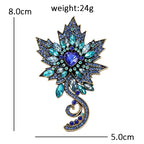 Vintage Jeweled Maple Leaf Flourish Brooch