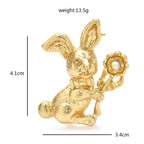 Sculptural Rabbit with Flower Brooch
