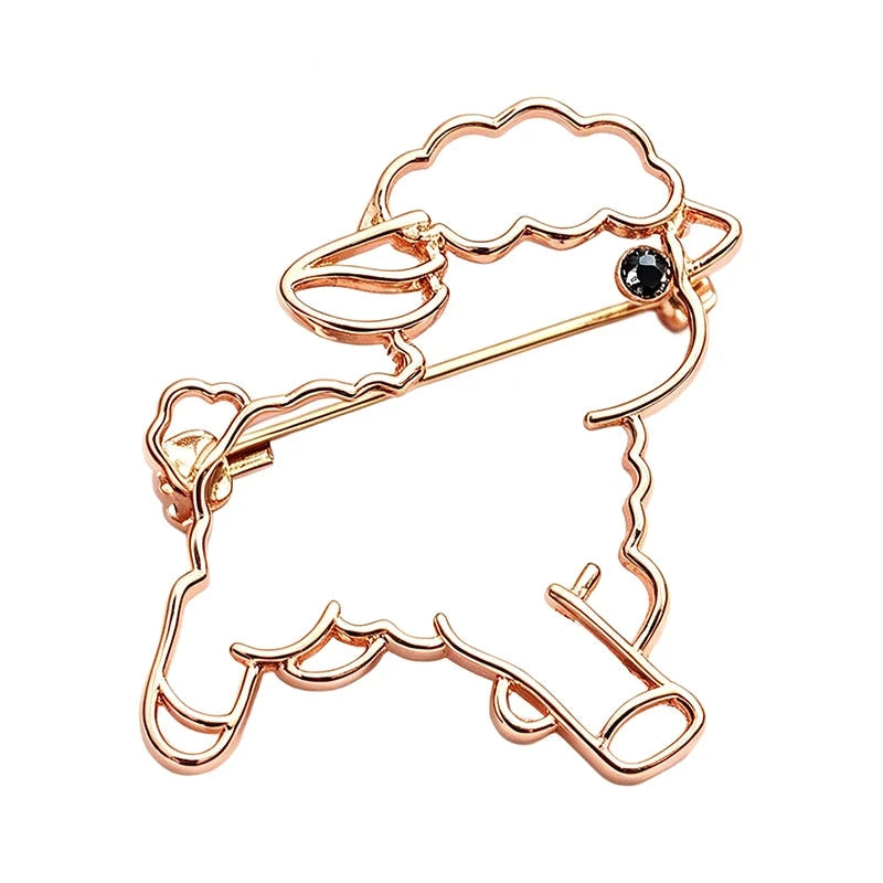 Minimalist Running Lamb Outline Brooch original white background product photo