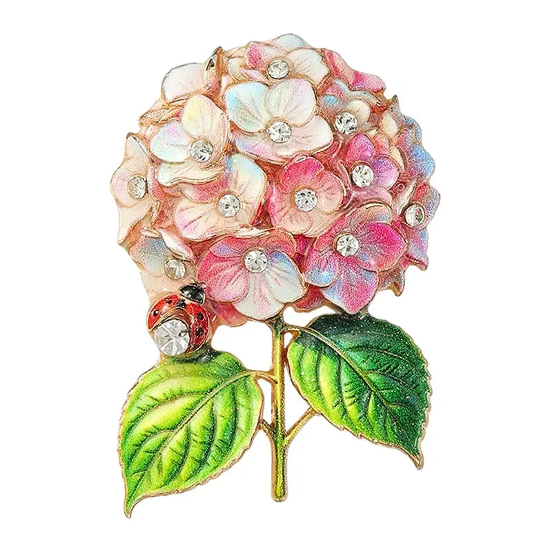 Hydrangea Flower with Ladybug Brooch original white background product photo