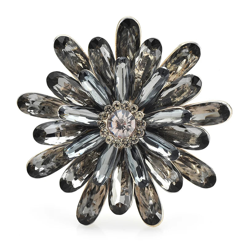 Layered Jeweled Daisy Brooch