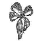 Openwork Mesh Ribbon Bow Brooch — Gunmetal