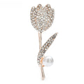 Rhinestone Tulip with Pearl-Look Accent Brooch — Rhinestone Tulip