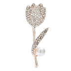 Rhinestone Tulip with Pearl-Look Accent Brooch — Rhinestone Tulip