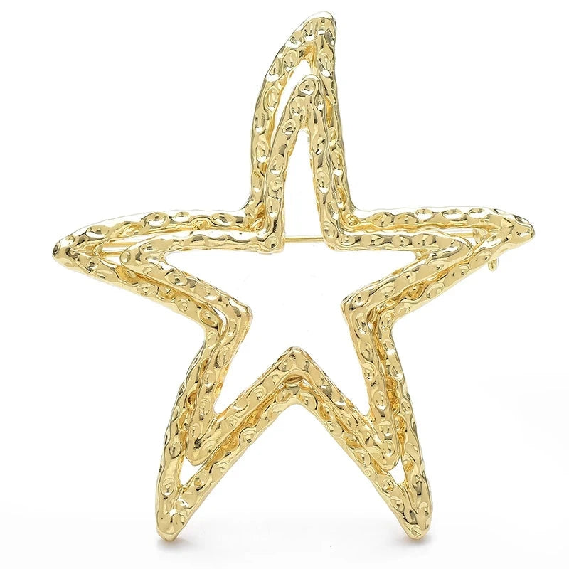 Textured Open Star Brooch