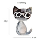 Acrylic Cat with Glasses and Bow Brooch — dimensions