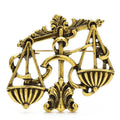 Vintage-Style Balance Scales Brooch — Gold
