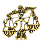 Vintage-Style Balance Scales Brooch — Gold
