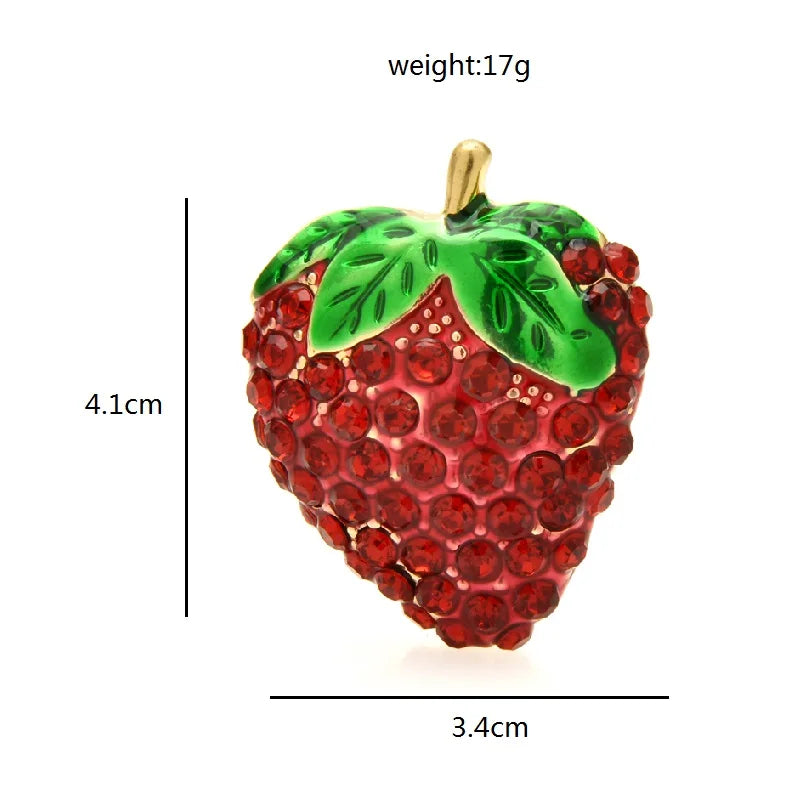 Red Rhinestone Strawberry Brooch