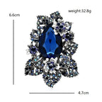 Vintage-Style Floral Cluster with Teardrop Center Brooch — dimensions