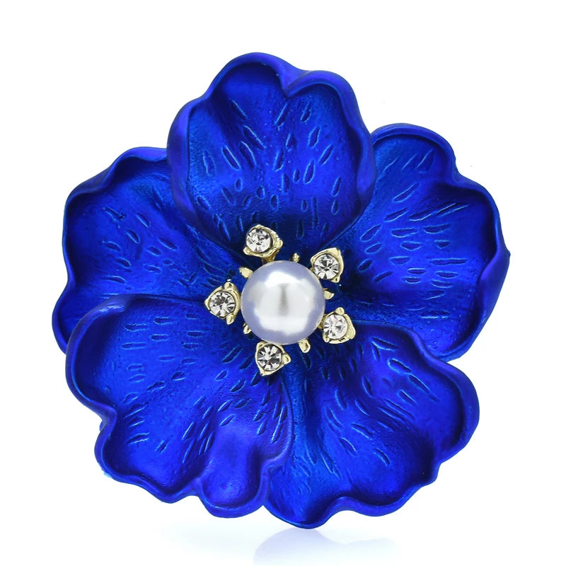 Layered Enamel Flower with Pearl-Look Center Brooch