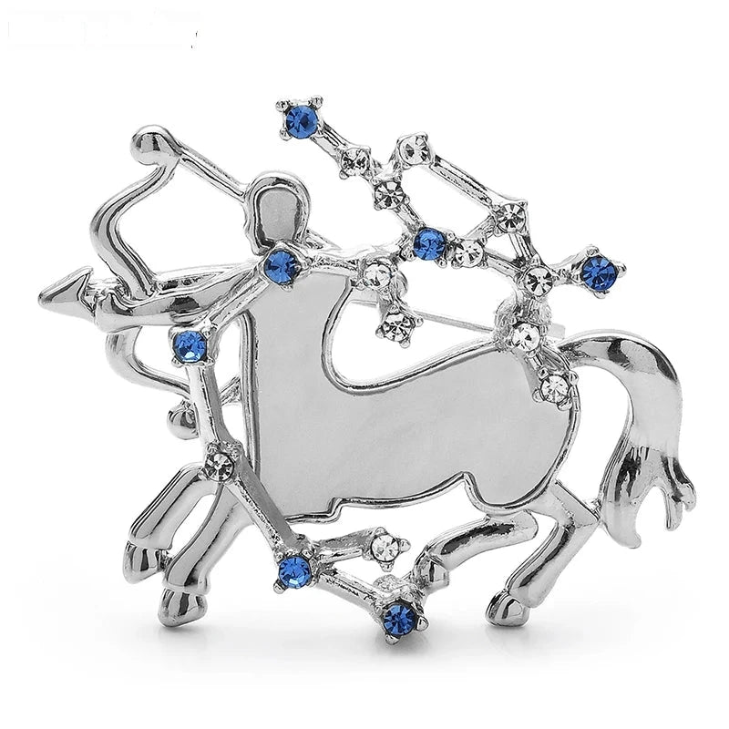 Sagittarius Centaur with Abalone-Look Inset Brooch — Silver