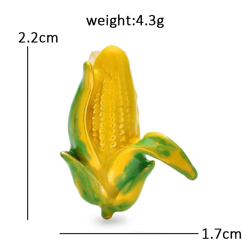 Golden Corn Cob with Green Husk Brooch