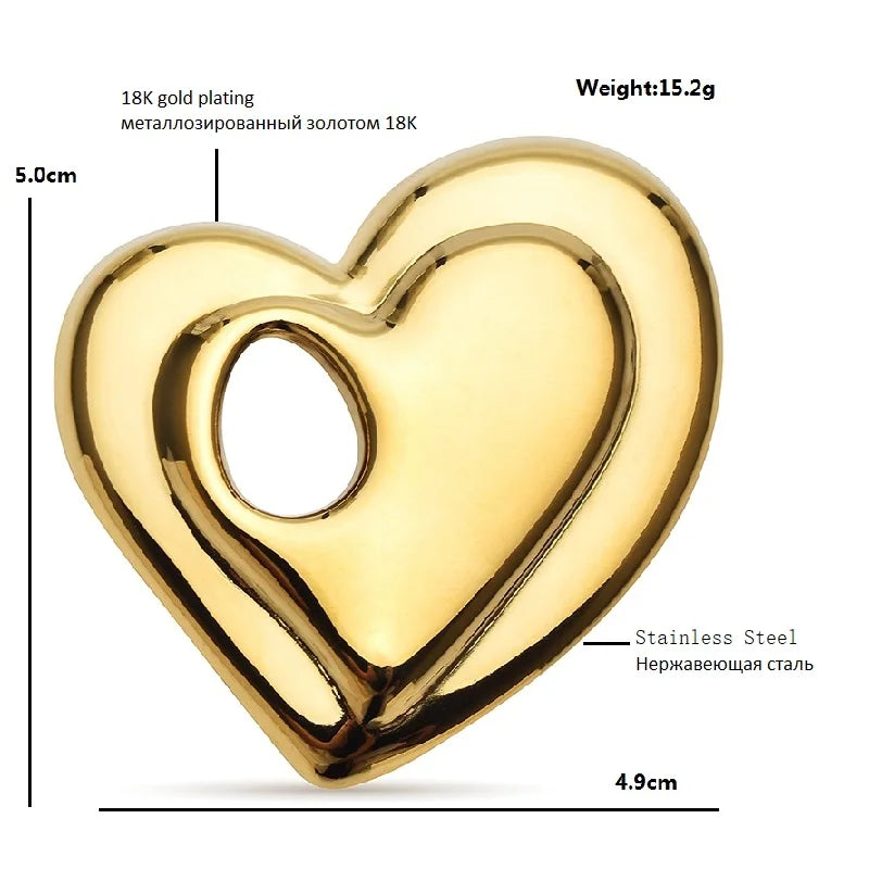 Open Double Heart Stainless Steel Brooch — dimensions