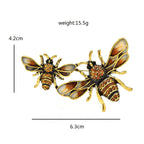 Enamel Jeweled Bee Duo Brooch