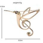 Musical Hummingbird Brooch — dimensions