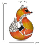 Curled Enamel Fox with Rhinestones Brooch — dimensions