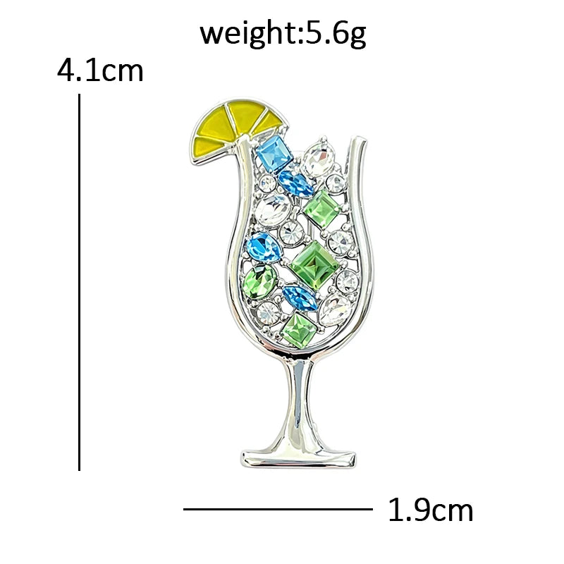 Faceted Cocktail Glass with Lemon Brooch